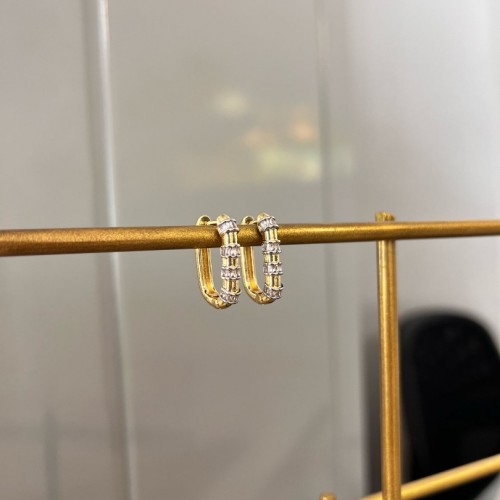 Taş Detaylı Gold Küpe