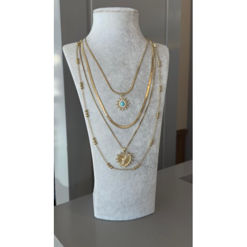 Kalpli Gold Çelik Set Kolye