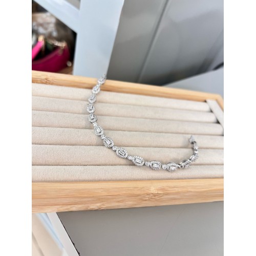 Oval Baget Taşlı Silver Bileklik