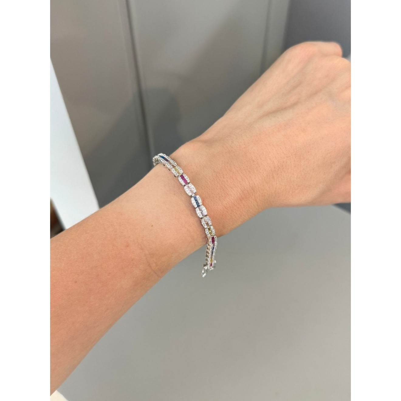 Renkli Silver Taşlı Bileklik