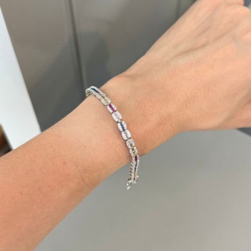 Renkli Silver Taşlı Bileklik