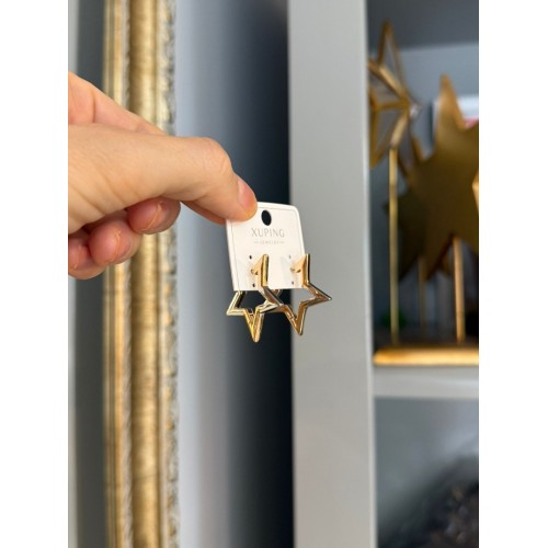 3 Renkli Çelik Yıldız Küpe (Rose-Silver-Gold)