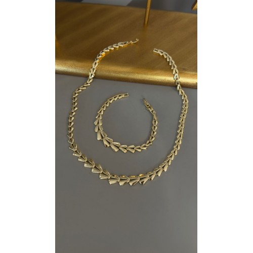 14K Kolye - Bileklik Çelik Set