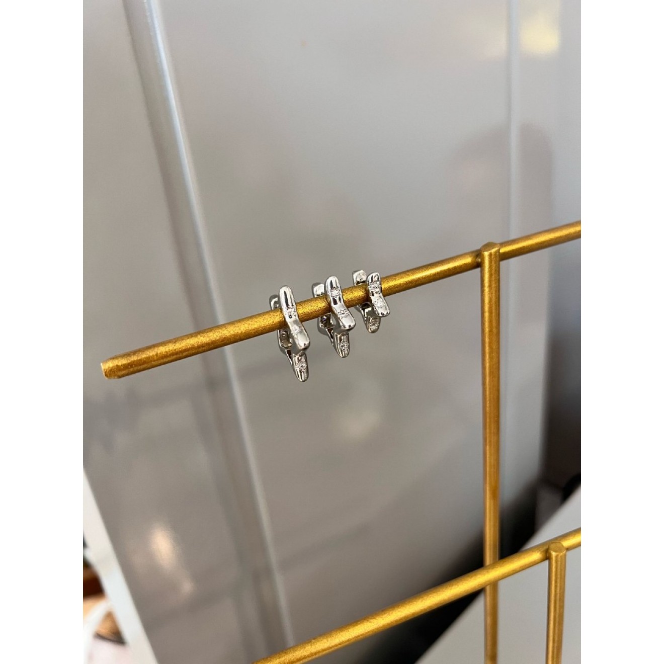 Silver Taş Detaylı Yıldızlı Set Küpe