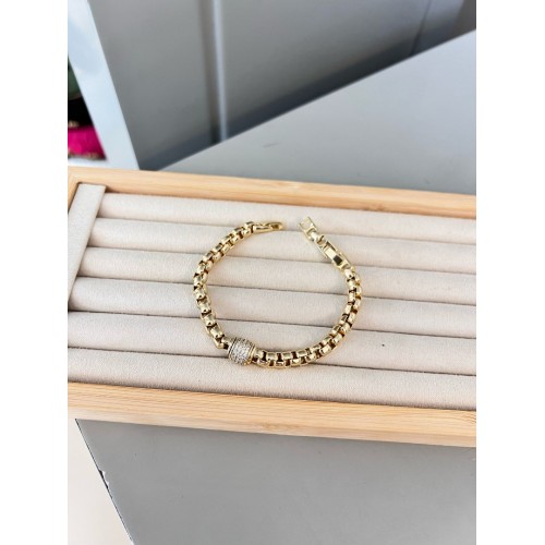 14K Topcuklu Gold Çelik Bileklik
