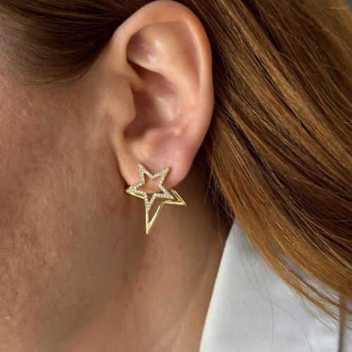 14K Yıldız Gold Çelik Küpe