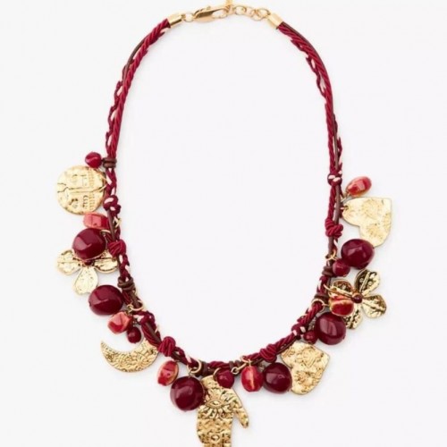 Marka Model Charmlı Bordo Kolye