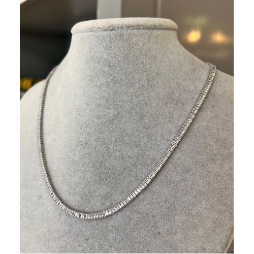 Çelik Baget Taşlı İnce Silver Kolye