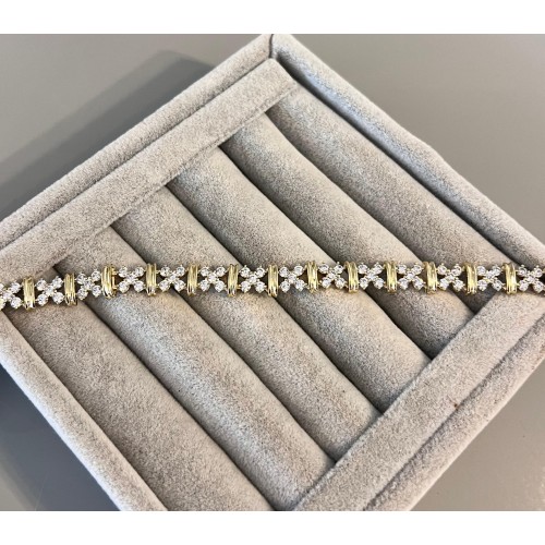 Özel Seri 14K Renginde X Taşlı Bileklik