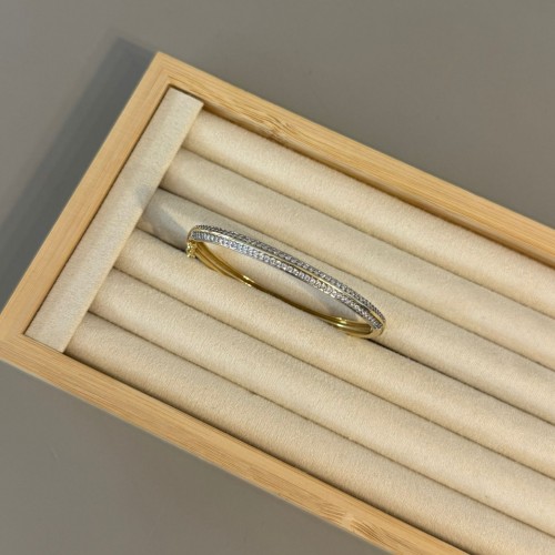 Marka Model Taş Detaylı Silver-Gold Kelepçe Bileklik